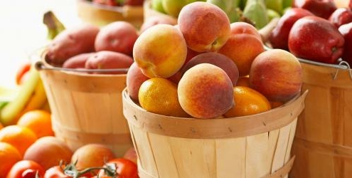 Peaches in a basket