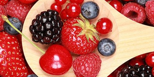 Berries in a spoon