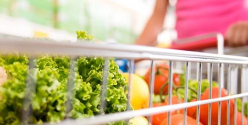 Cart with fruits and veggies