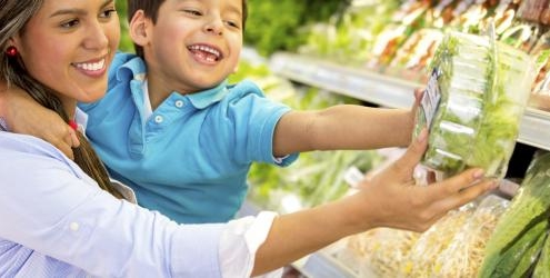 Choosing salad in a supermarket